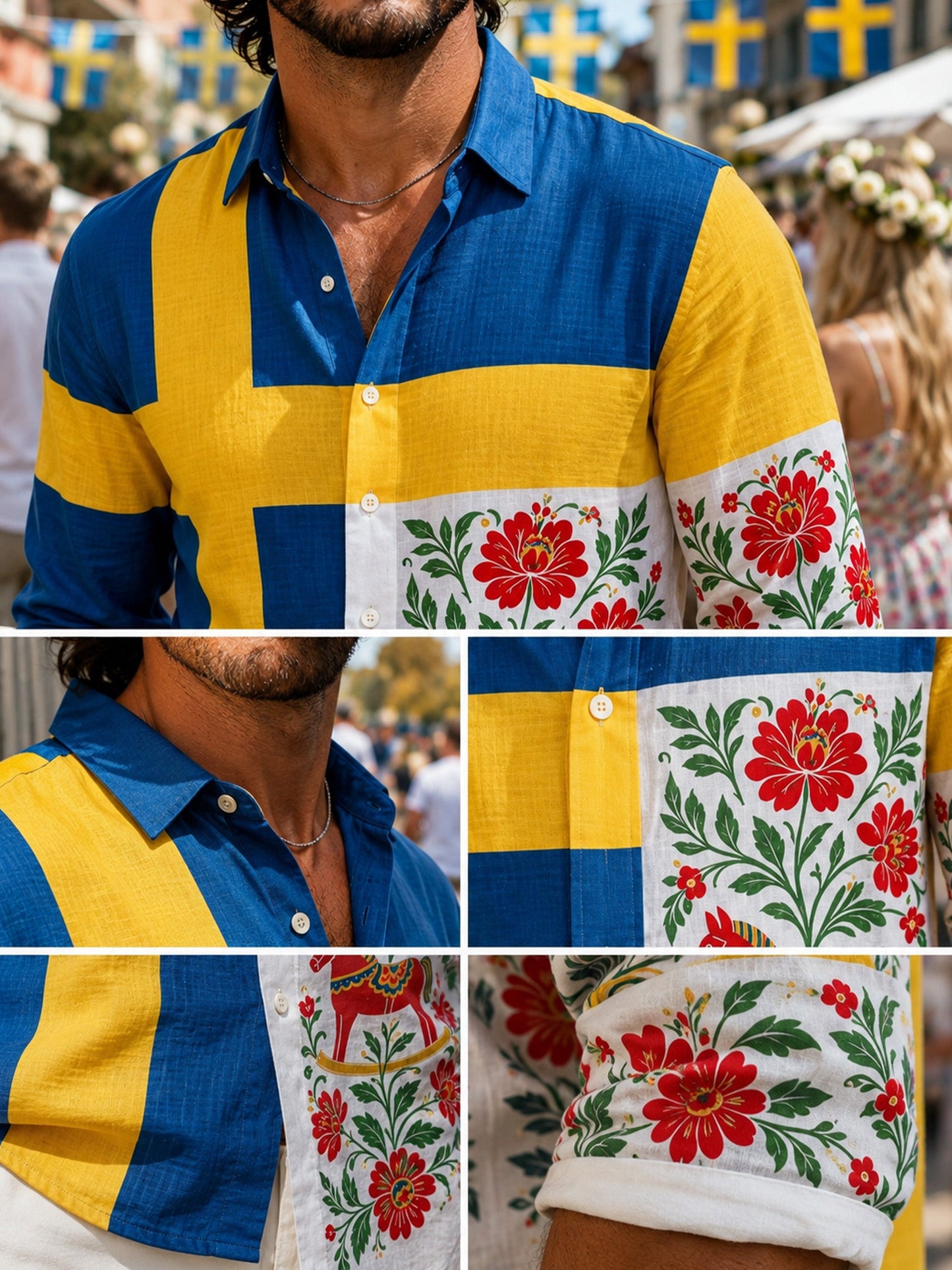 Men's long-sleeved art print sweatshirt commemorating Sweden's National Day