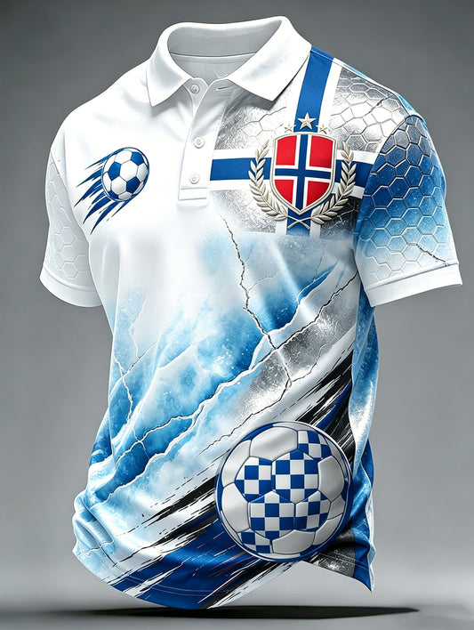 Herrer Norge Fotballkamp Heiar Kunsttrykk T-skjorte