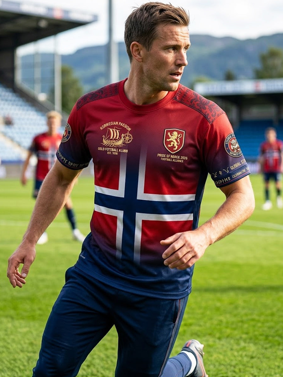 Retro Norwegian football fan informal gradient t-shirt