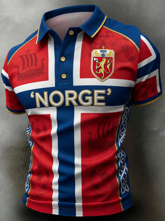 Herrer Norge Fotballkamp Heiar Kunsttrykk T-skjorte