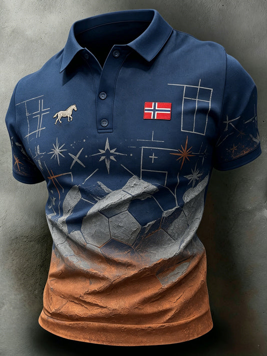 Menns fotballkamp i Norge heiar på supporter-kunsttrykk polo-skjorte