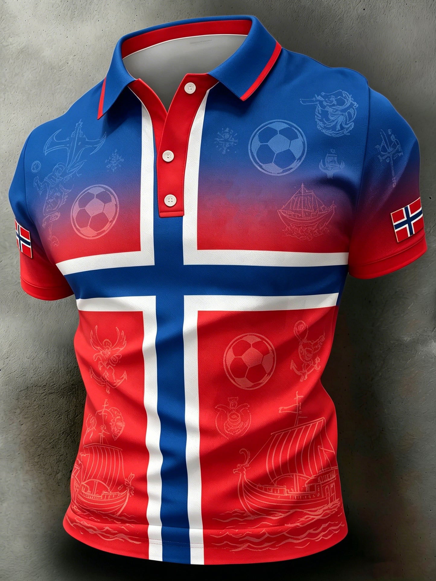 Men's Football Match in Norway Cheering Supporter Art Print Polo Shirt