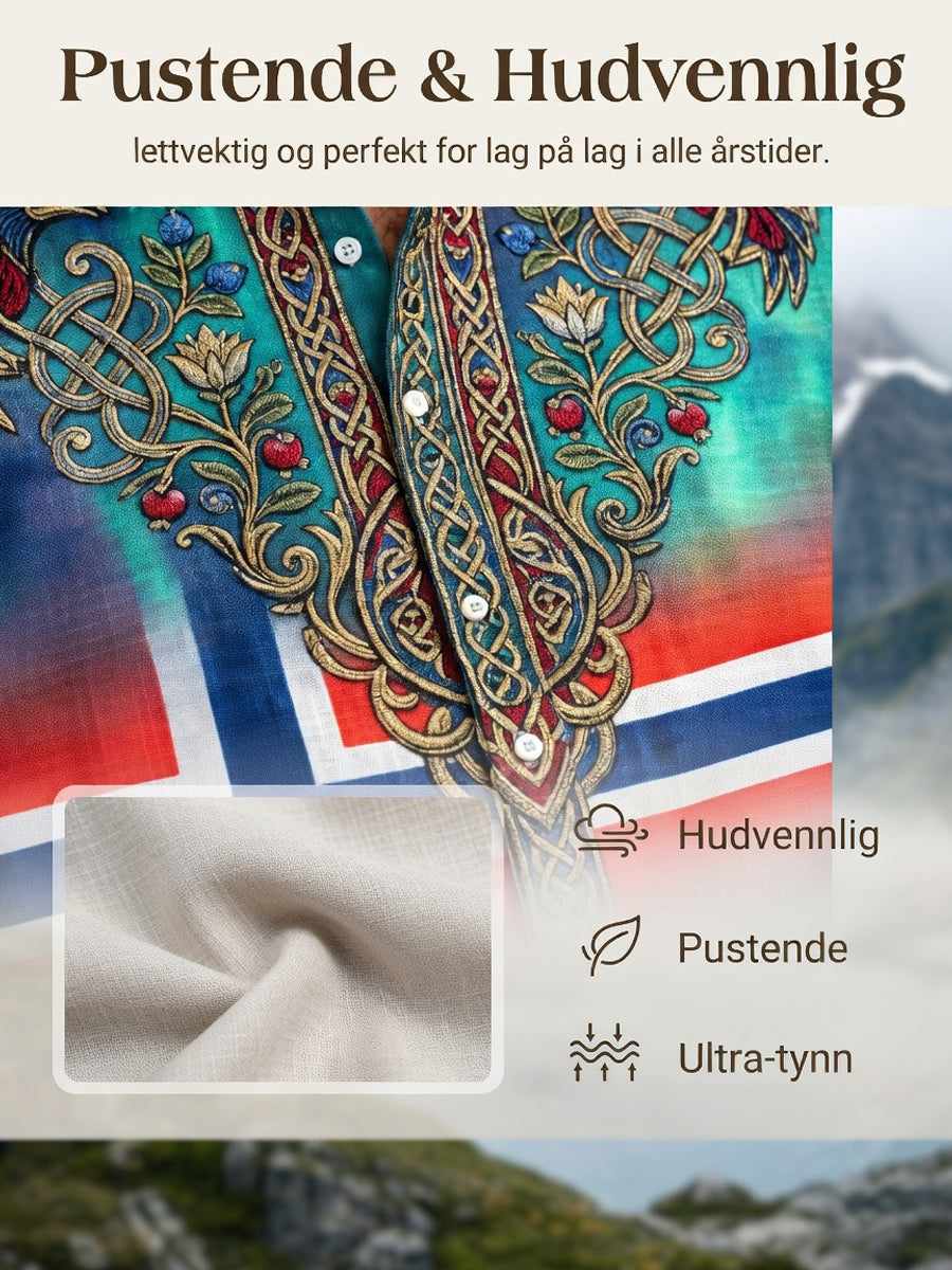 Herr retro aurora patchwork fritidsskjorte