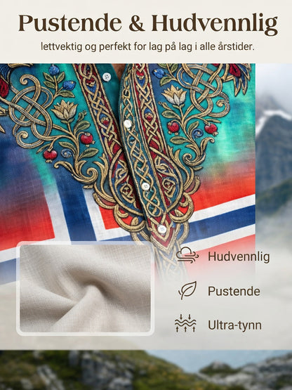 Herr retro aurora patchwork fritidsskjorte