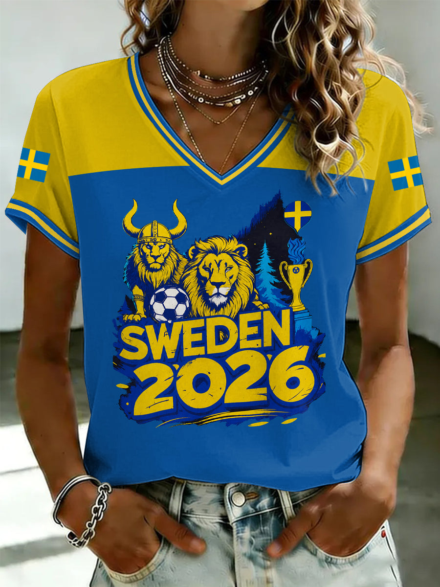 Damtröja i svensk fotboll med tryckt V-ringning