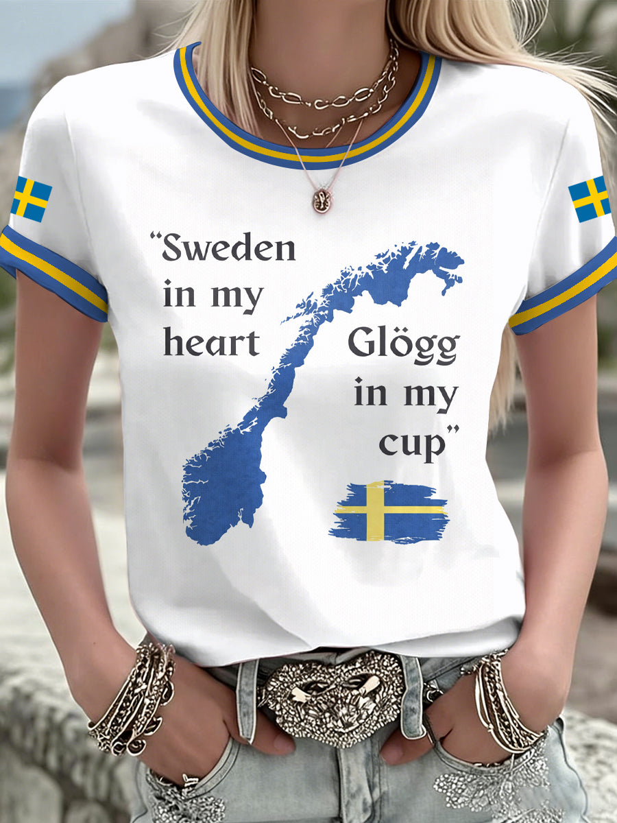 Ladies' Swedish print t-shirt