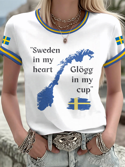Ladies' Swedish print t-shirt