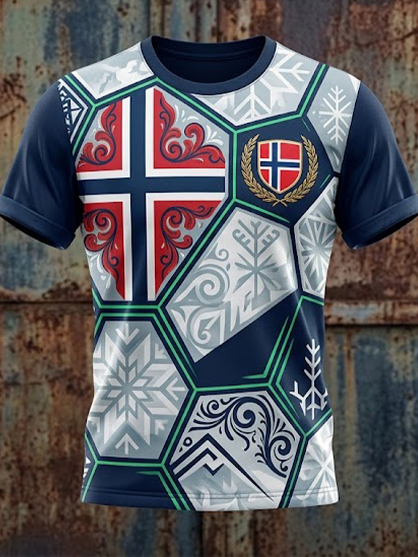 T-skjorte med grafisk trykk til fotballkamp for menn fra Norge
