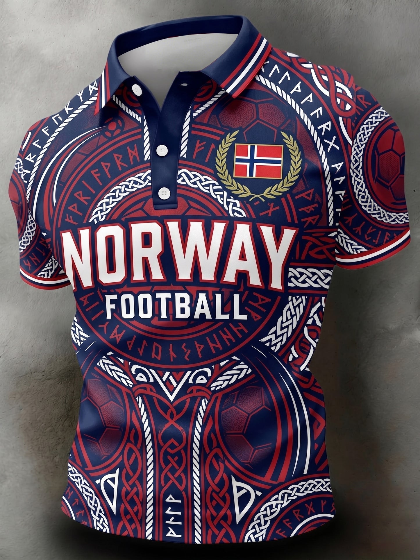 Men's Norway Football Match Cheer Art Print Polo