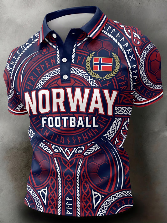 Men's Norway Football Match Cheer Art Print Polo