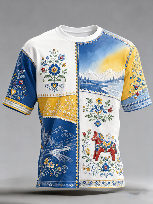 Men's Art Print Short Sleeve T-Shirt – Sweden Celebration & Festival