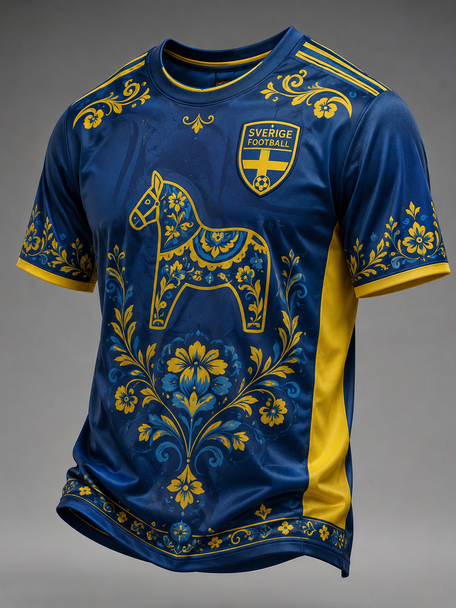 Retro Swedish Football Fan Art Print Casual Sweatshirt