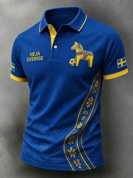 Retro Swedish Football Fan Art Print Casual Sweatshirt