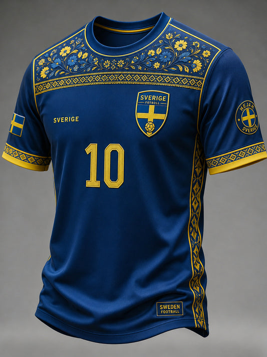 Retro Swedish Football Fan Art Print Casual Sweatshirt