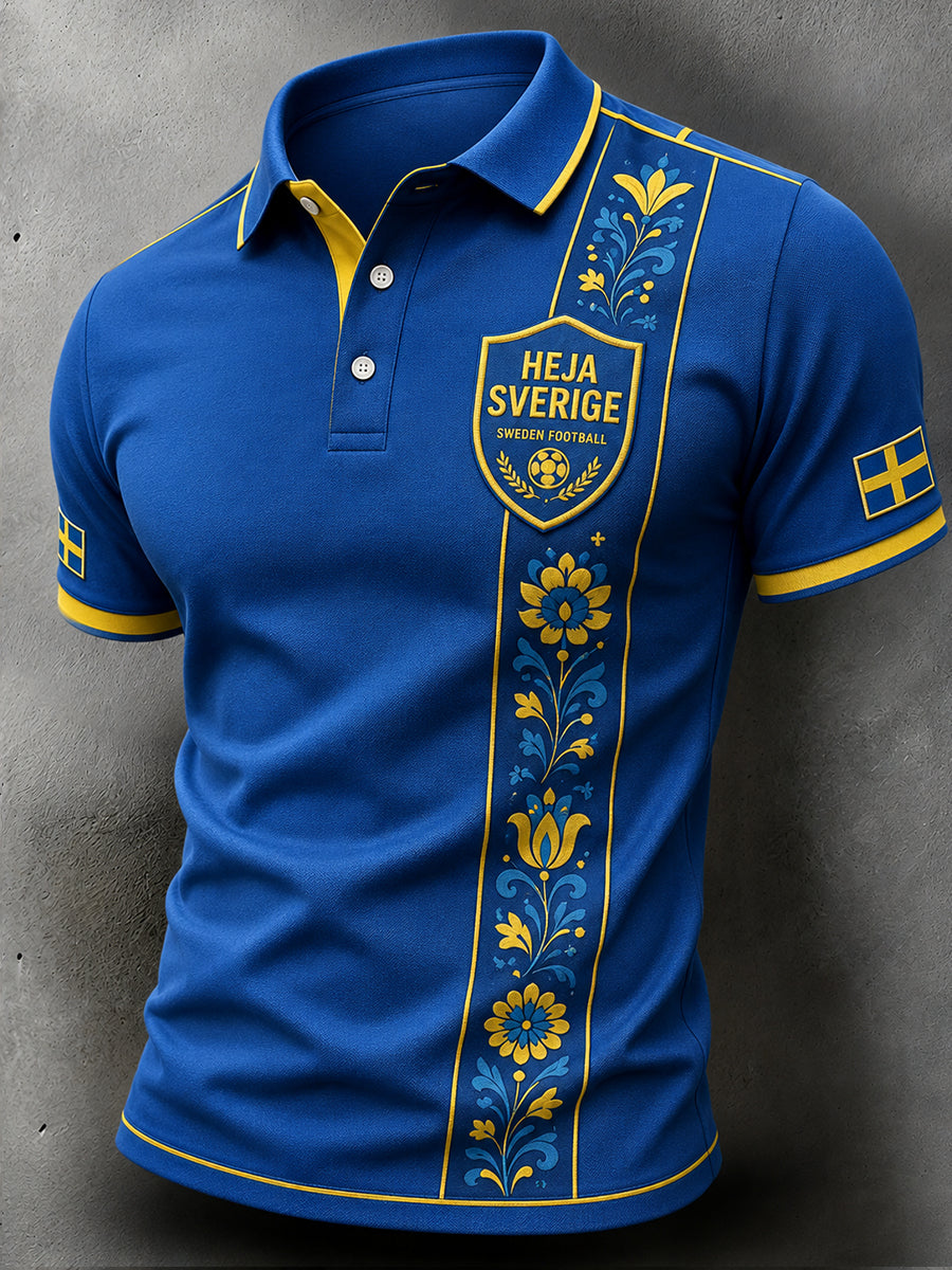 Retro svensk fotbollsfan-konsttryck avslappnad tröja