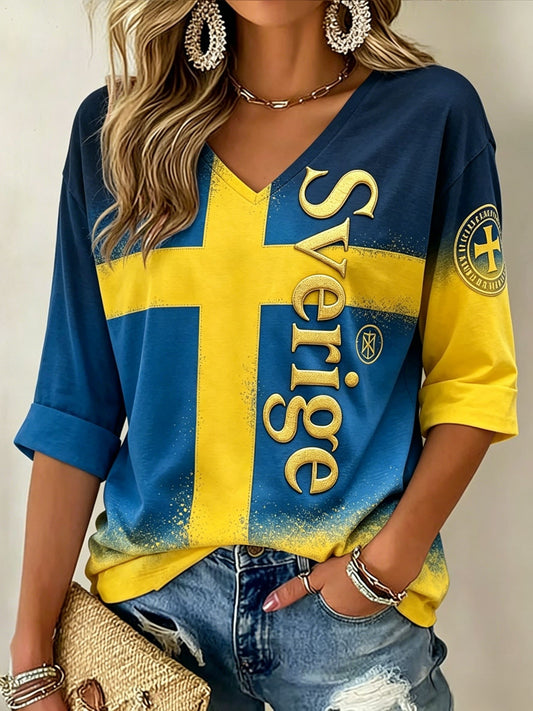 Ladies Sweden Football Crest Top