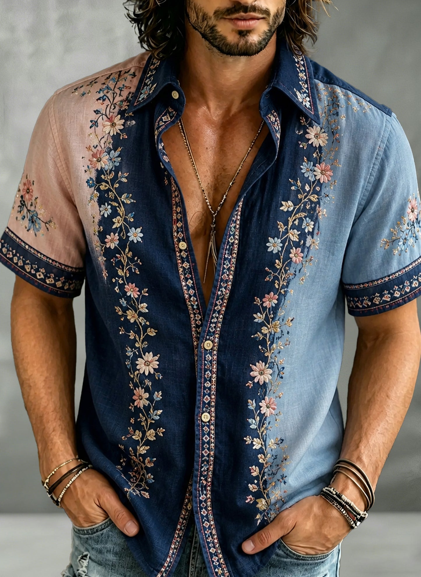 Men's shirt with art print commemorating Swedish holidays and festivals