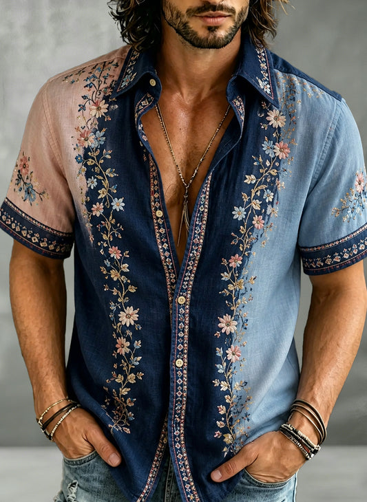 Men's shirt with art print commemorating Swedish holidays and festivals