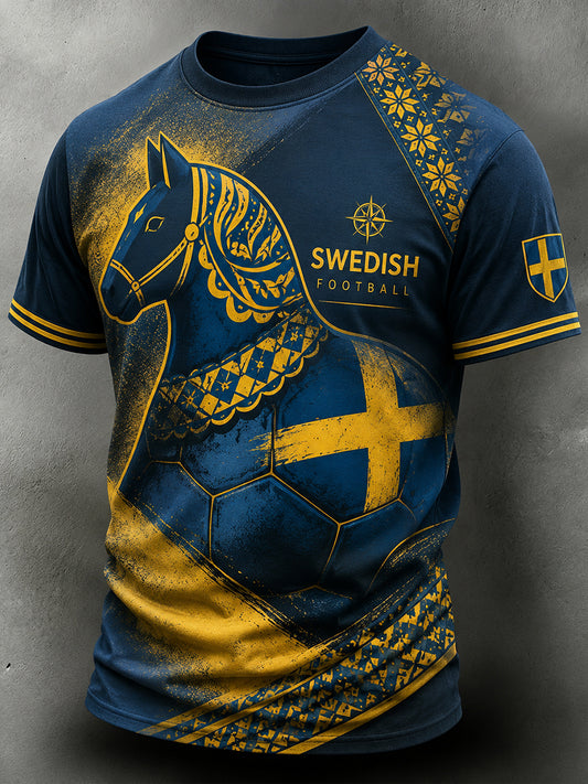 Retro Swedish Football Fan Art Print Casual Sweatshirt