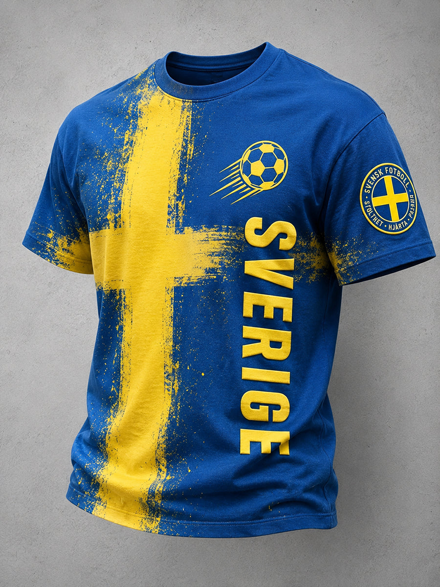 Retro Swedish Football Fan Art Print Casual Sweatshirt