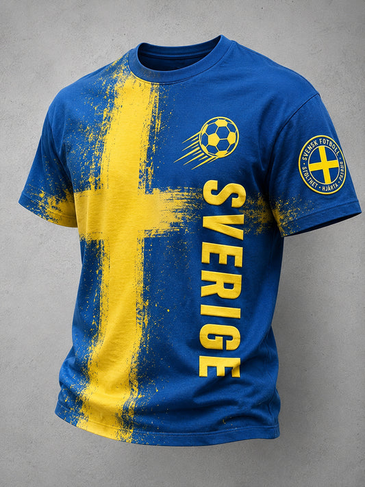 Retro Swedish Football Fan Art Print Casual Sweatshirt