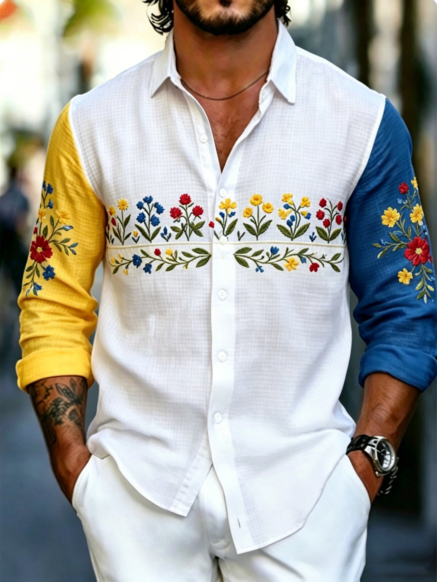 Men's shirt with art print commemorating Swedish holidays and festivals