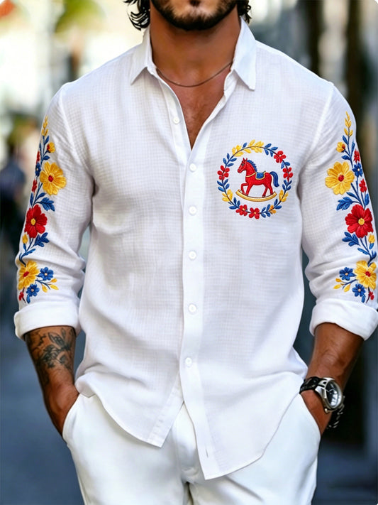 Men's shirt with art print commemorating Swedish holidays and festivals