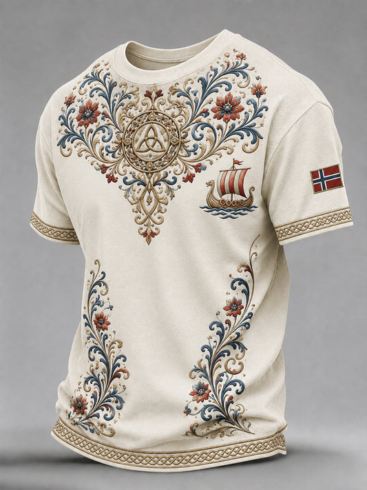 Lovely retro-style T-shirt with a Nordic touch and Norwegian art print