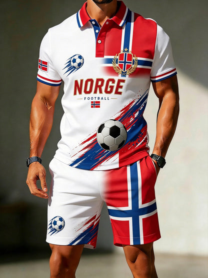 Men's Norwegian Football Match Art Print Polo Set