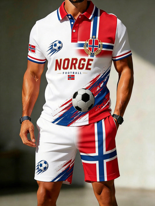Herre norsk fotballkamp kunsttrykk polosett