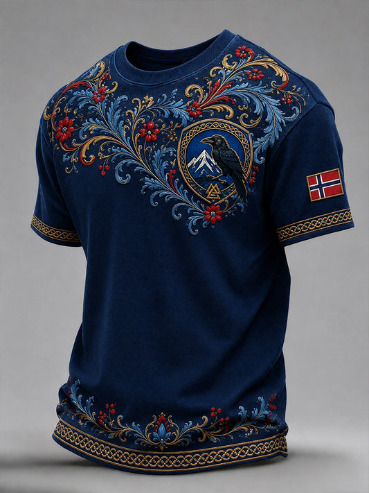 Lovely retro-style T-shirt with a Nordic touch and Norwegian art print