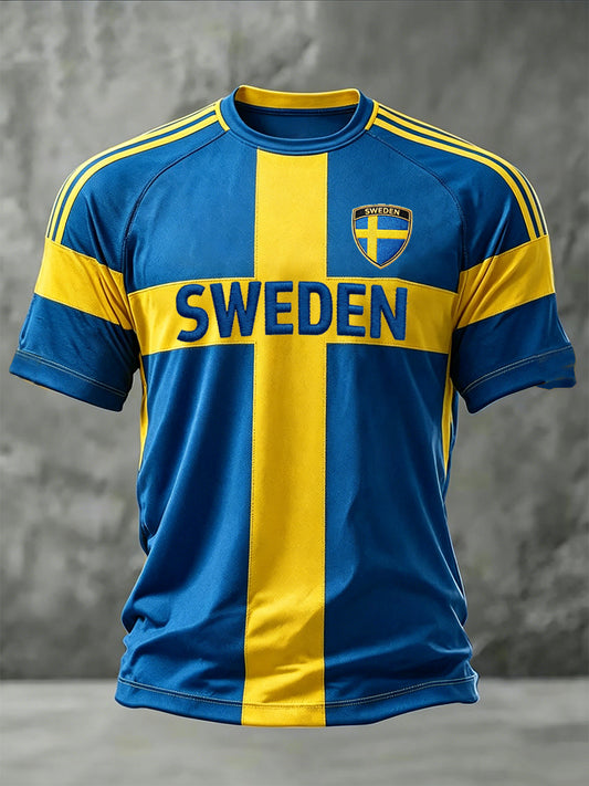 Men's Swedish Football Printed Short Sleeve T-Shirt