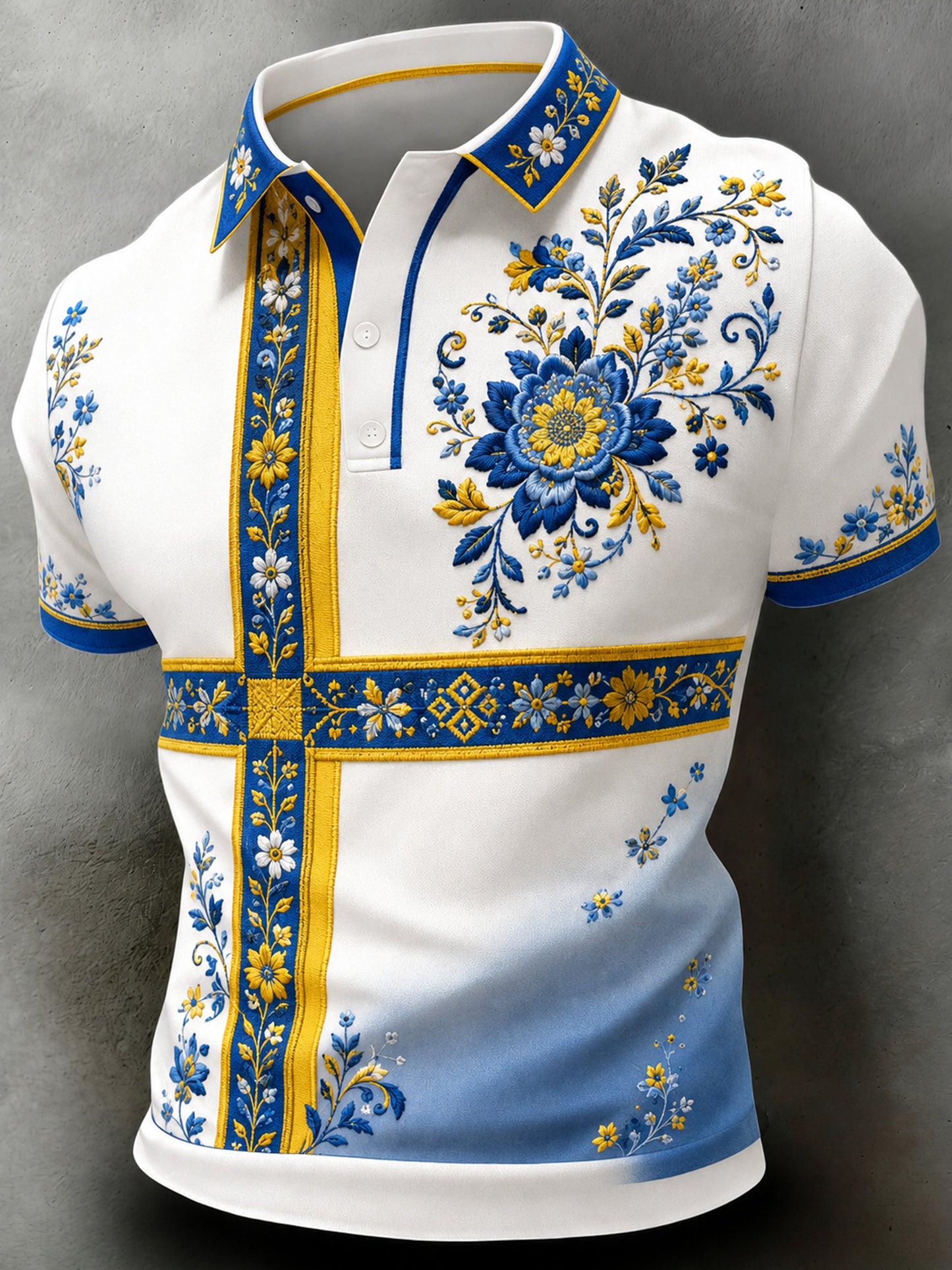 Men's polo shirt with artistic print commemorating the Swedish holiday