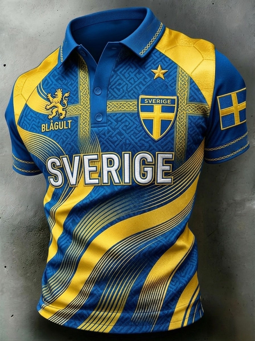 Men's printed polo shirt - Swedish football 2026