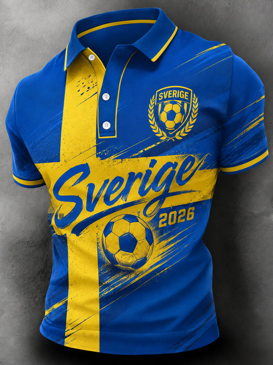 Men's polo shirt with Swedish football fan-tech board