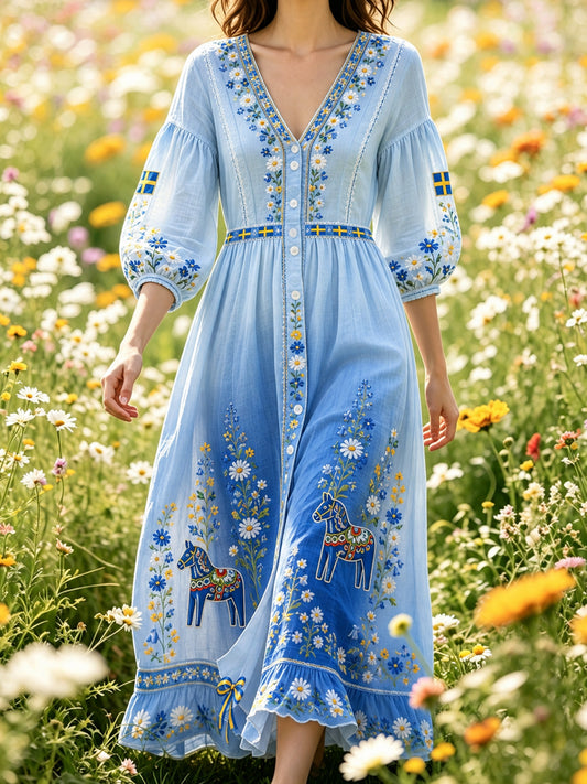 Damman's Swedish Festive Weekend Memorial Art Print Maxi Dress