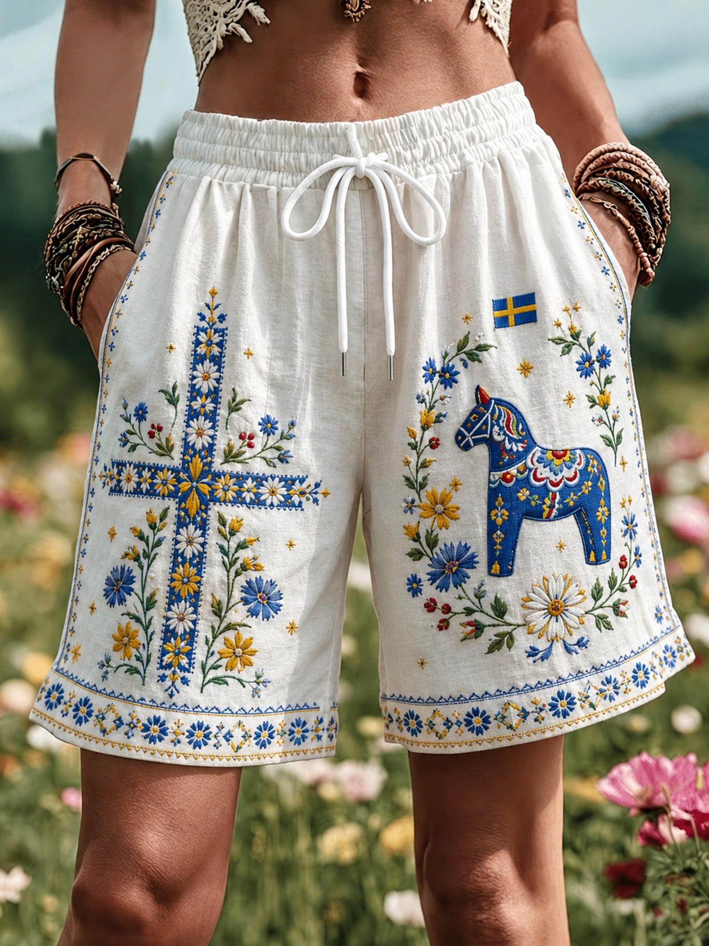 Women's Swedish Holiday Art Print Shorts