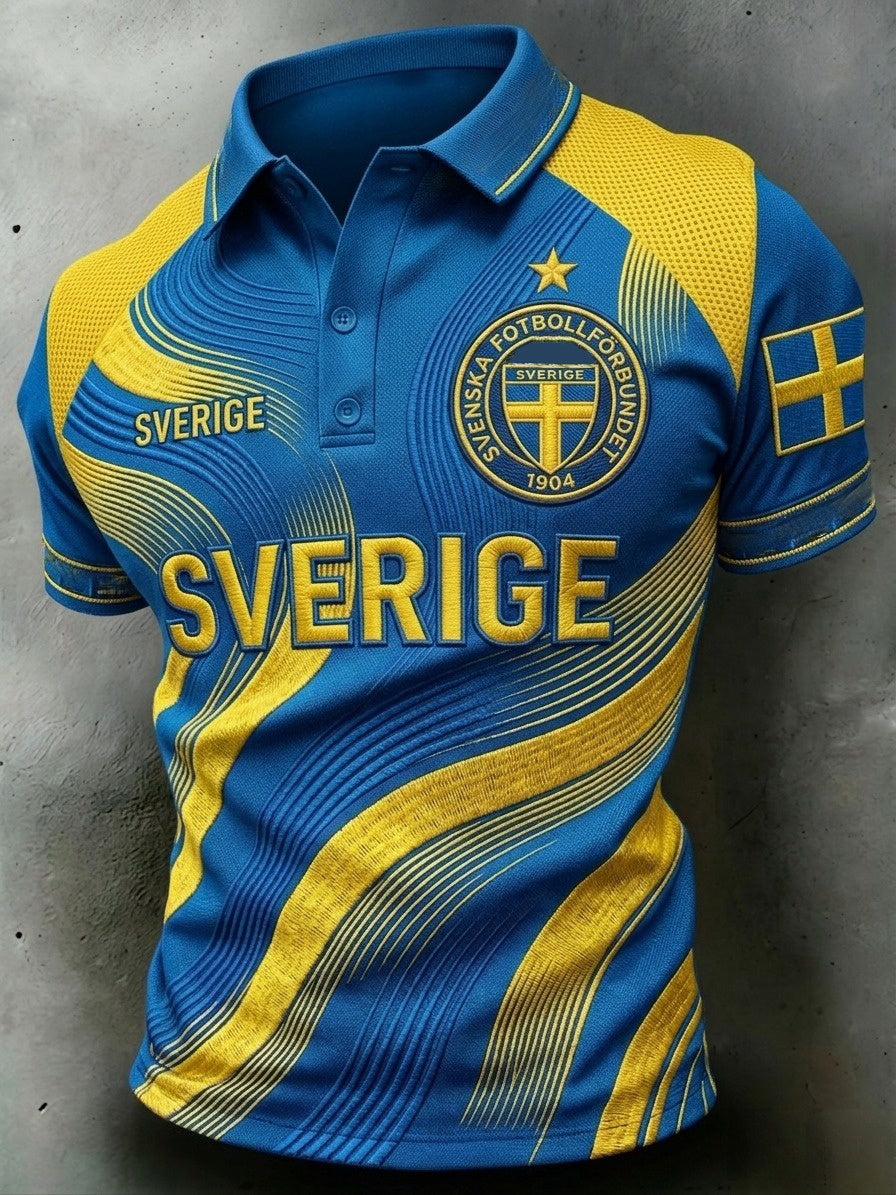 Men's printed polo shirt - Swedish football 2026