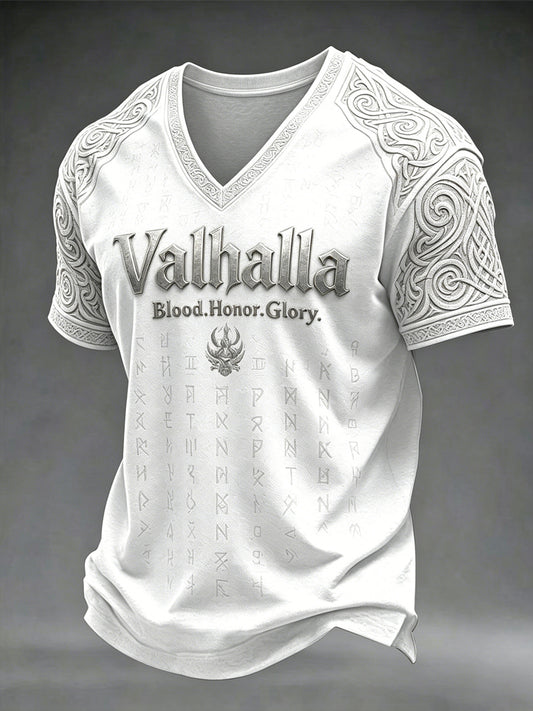 Herre-T-skjorte med V-hals Valhalla