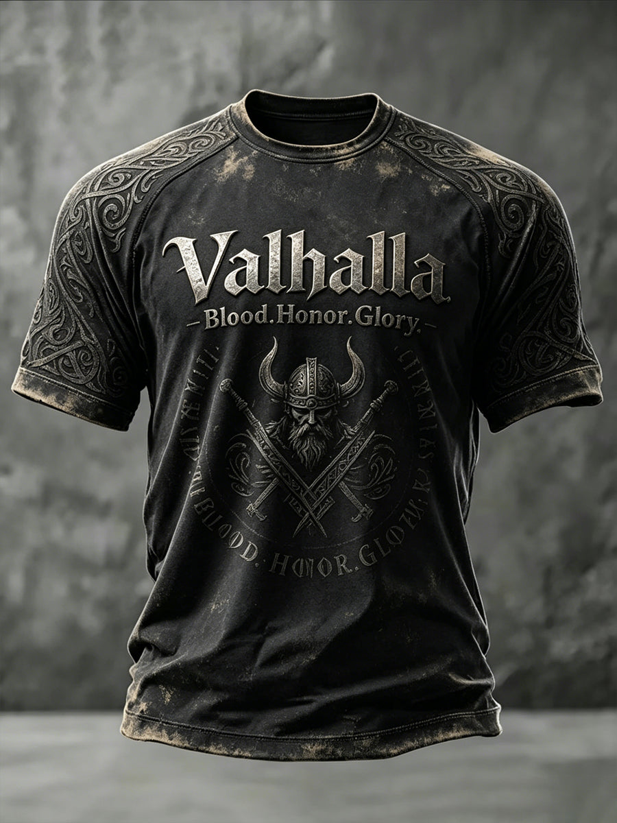 Glorious Valhalla Printed Casual Short Sleeve T-Shirt