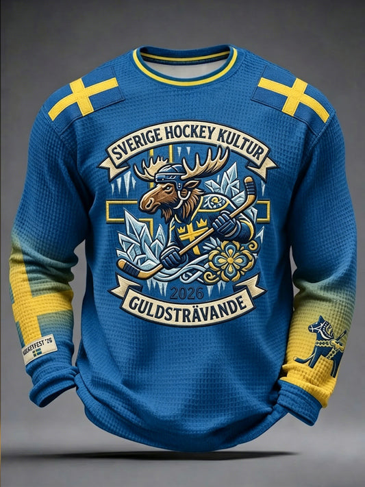 Retro Swedish Hockey Waffle Knit Relaxed T-Shirt