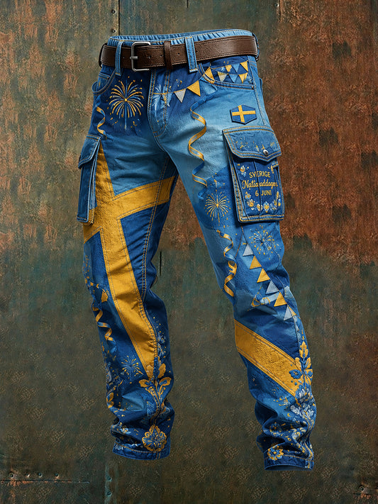Men's National Day Theme Printed Cargo Trousers