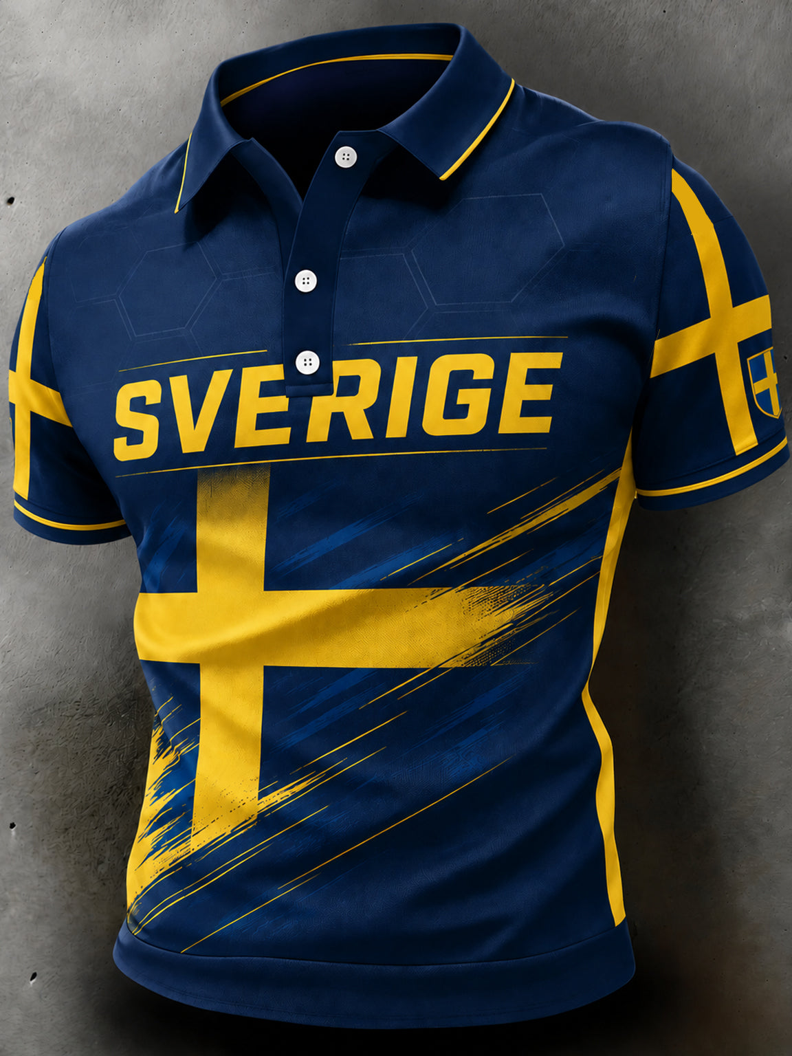 Men's polo shirt with fan art print and cheers from a Swedish football match