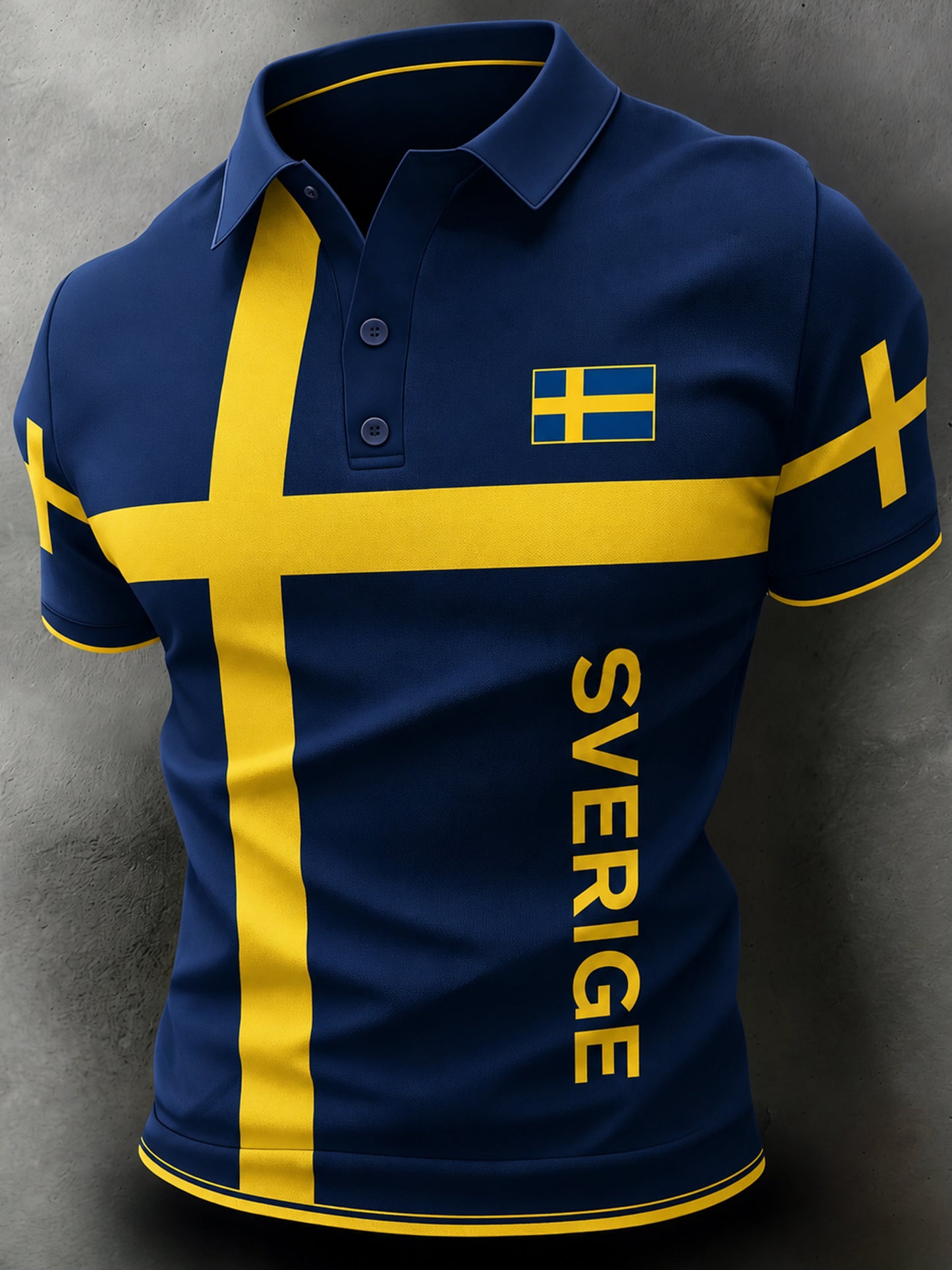 Men's polo shirt with fan art print and cheers from a Swedish football match