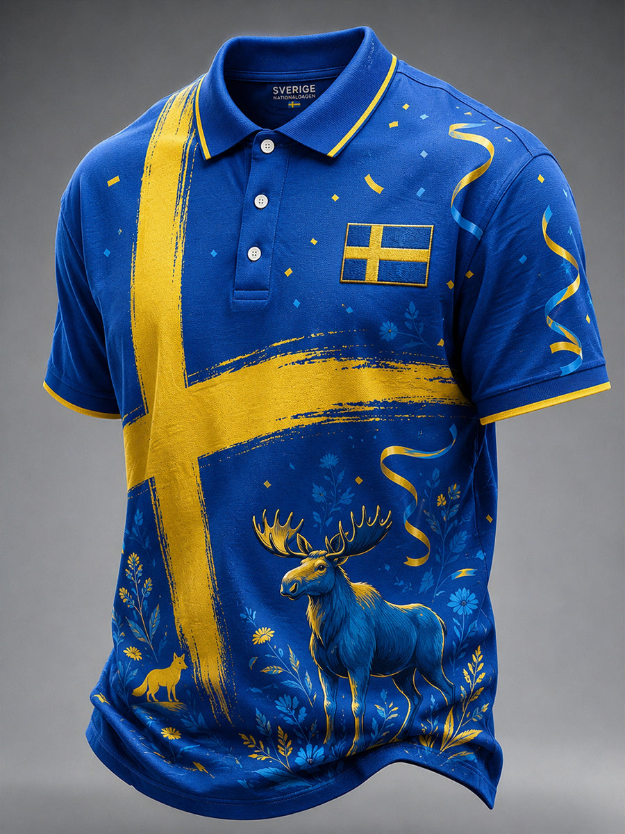 Herrpolotröja med korta ärmar och temat Männens nationaldag