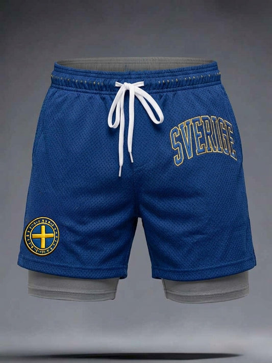 Men's retro Swedish football casual shorts
