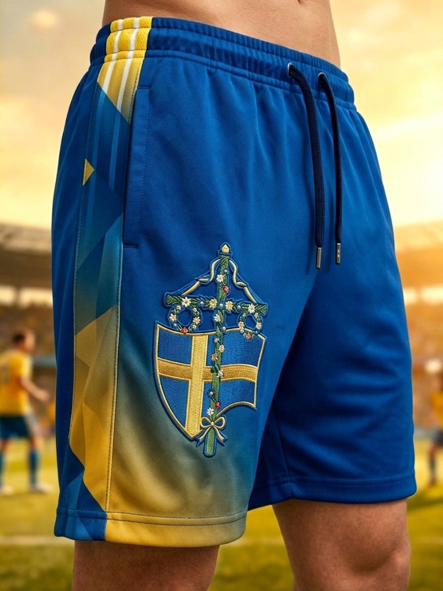 Men's retro Swedish football casual shorts