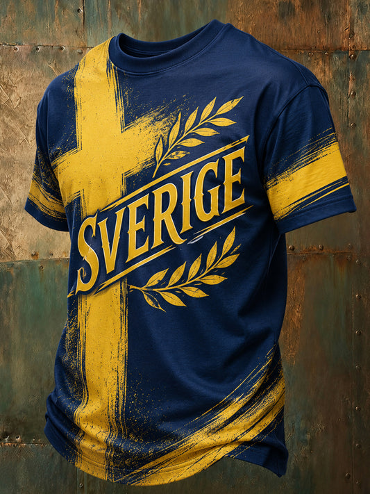 Men's sweatshirt with art print commemorating Swedish Midsummer and National Day