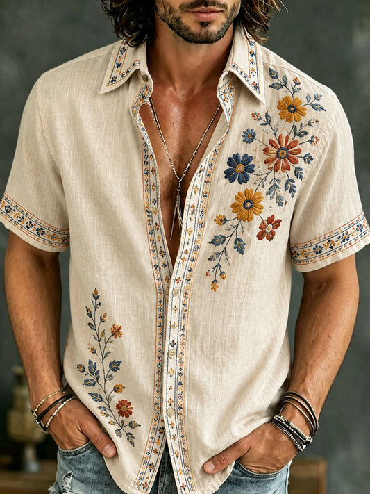 Men's shirt with art print in memory of Midsummer and National Day in Sweden