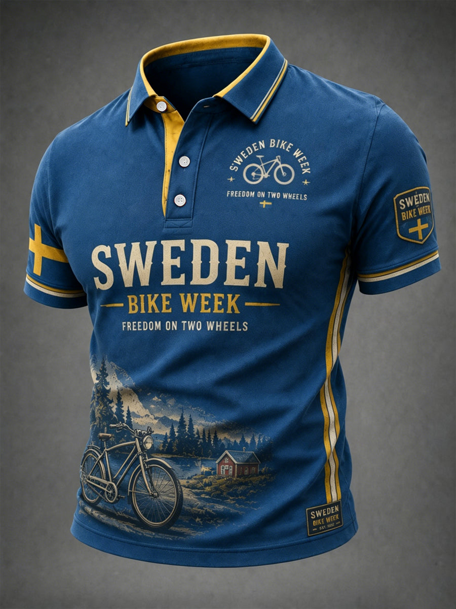 Men's Cycling Week in Sweden Print Casual Top